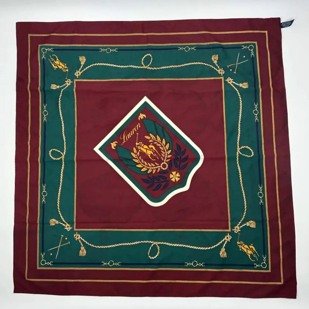 Vintage 80s Polo Ralph Lauren Uni-Crest Japan Made Scarf 35X35